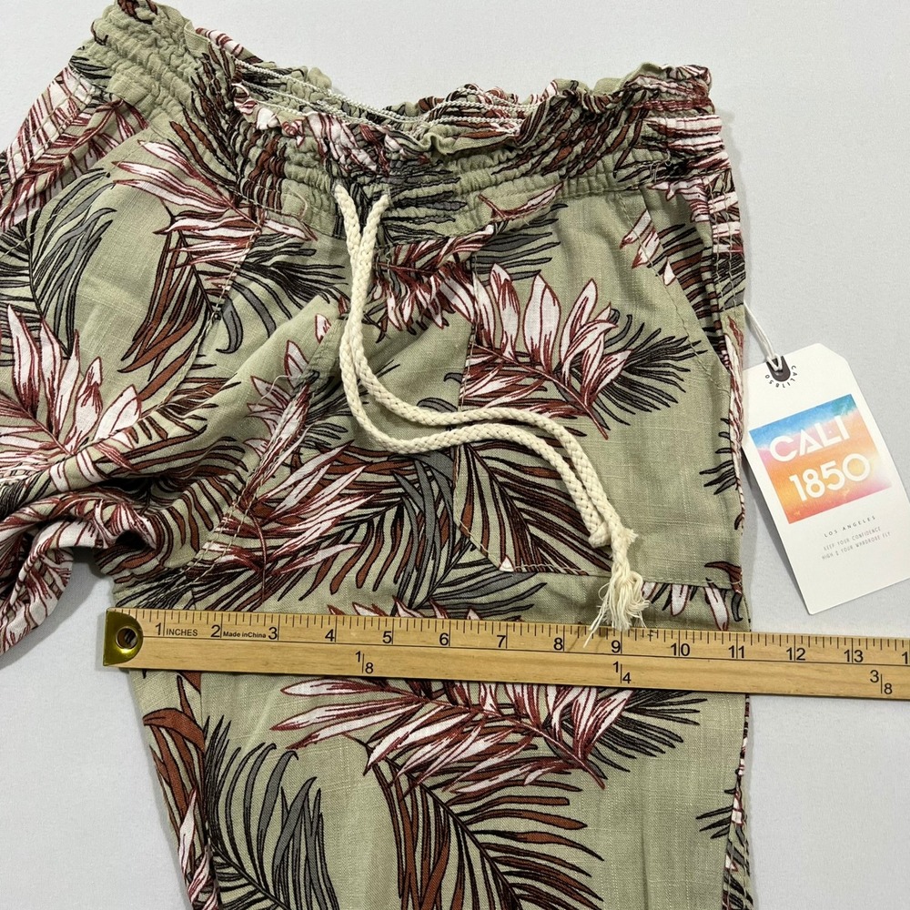 Cali 1850 Linen Blend Tropical Palm Print Beach Pants Sage Women's Size S NWT - Picture 10 of 14